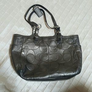 Coach Purse Silver Purple Lining
